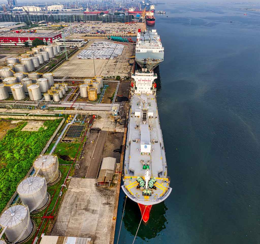 Photo of docked oil tankers